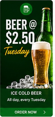 Tuesday Beer 2.50 USD